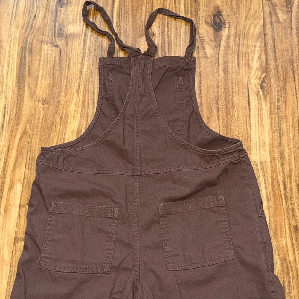 Aerie women’s medium overalls jumper werk & play twill brown crop ankle frayed - Picture 8 of 14